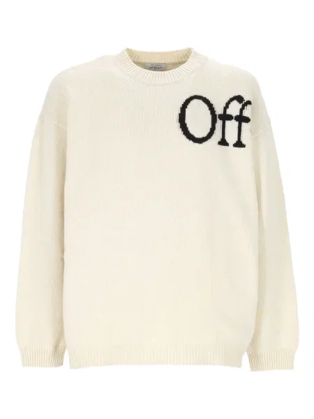 Pulover Off-white cu autograf alb