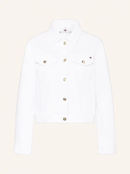 Kurtka dżinsowa o kroju slim fit z mieszanki bawełny Tommy Hilfiger biała
