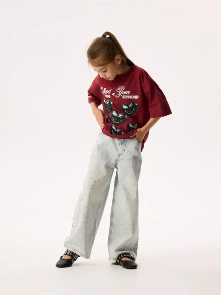 Reserved Джинси wide leg з аплікацією SmileyWorld® синій