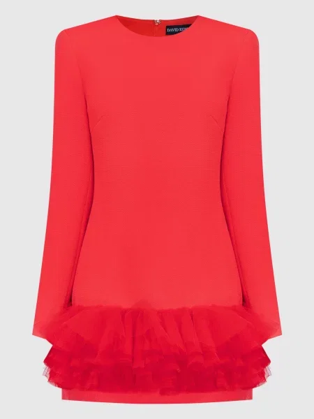 Сукня міні з вовни з оборками David Koma червона