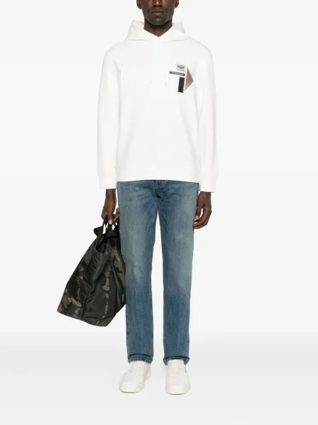 Pulover Emporio Armani cu glugă alb