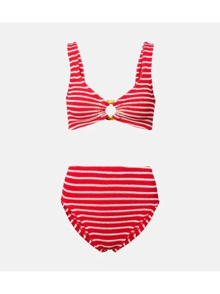 Pruhované bikiny Hunza G červená