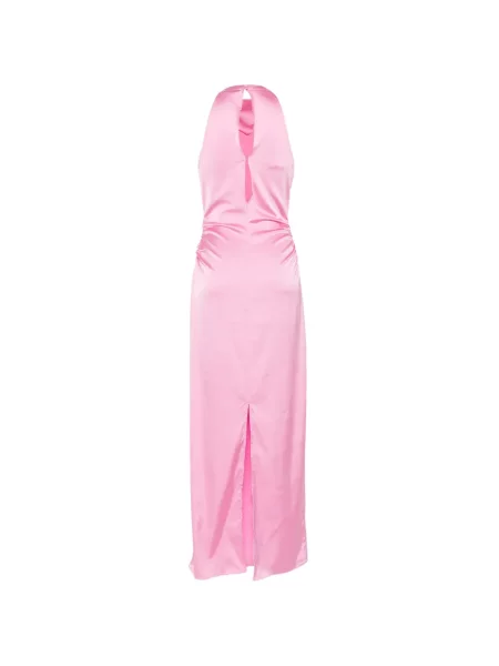 Rochie maxi Rotate Birger Christensen cu volane cu gât halter roz