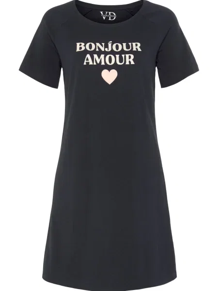 VIVANCE Spalna srajca nočno modra bela