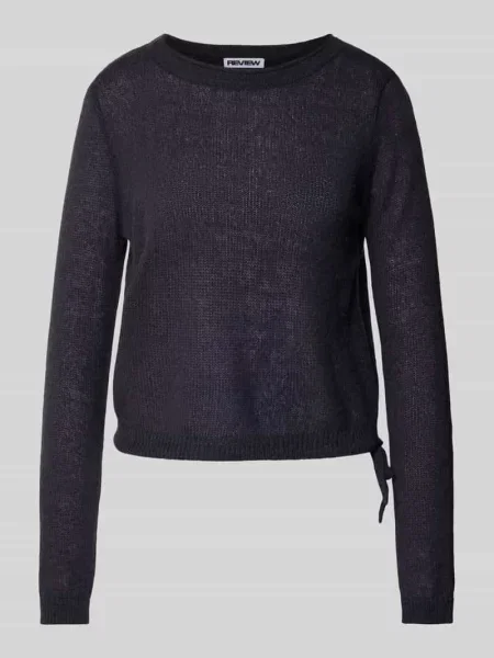 Sweter z okrągłym dekoltem i tunelem Review granatowy