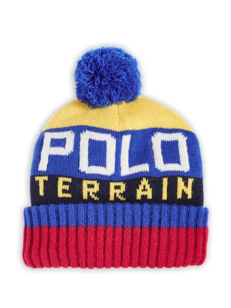 Pruhovaný čepice Polo Ralph Lauren s bambulkou žlutý