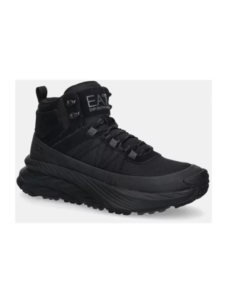 Botki Emporio Armani Ea7 skórzane czarne