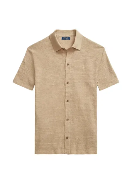 Matlasat tricou polo Polo Ralph Lauren cu decolteu rotund cu autograf roșu