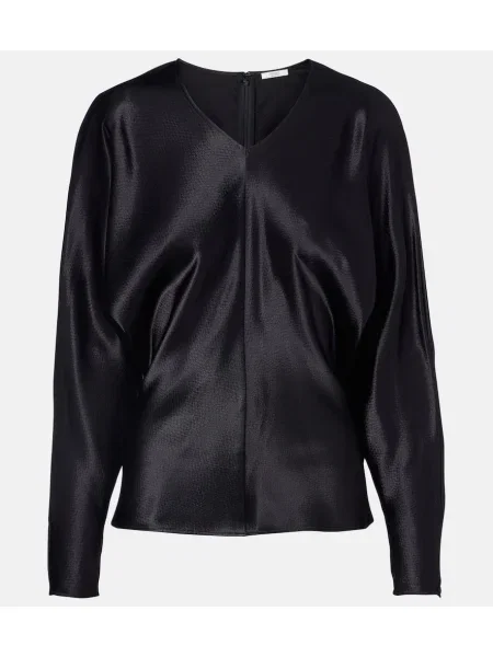 Top Fforme din satin negru