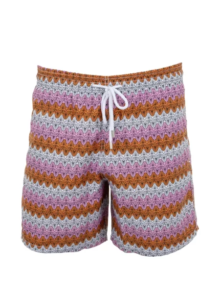 Slip de baie Mary Katrantzou cu imagine cu imprimeu geometric cu cordon portocaliu