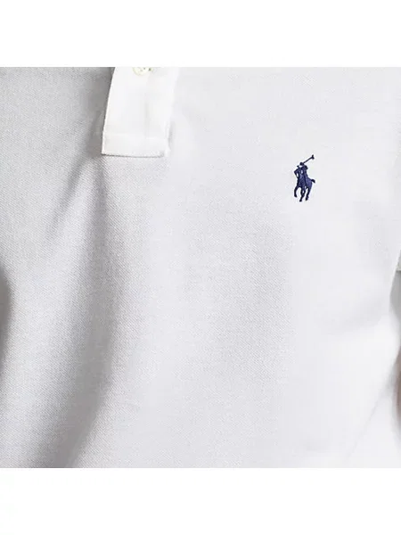 Długa koszulka Polo Ralph Lauren z siateczką z długim rękawem biała