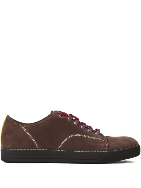 Sneakerși Lanvin cu șireturi din piele de căprioară maro