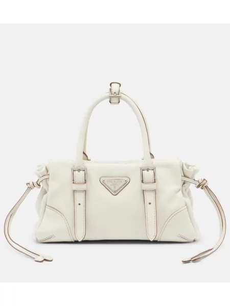 Top Prada din piele alb