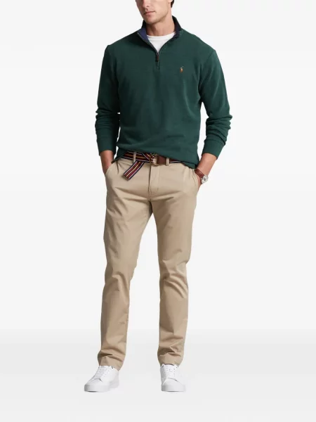 Matlasat tricou polo Polo Ralph Lauren cu decolteu rotund cu autograf roșu