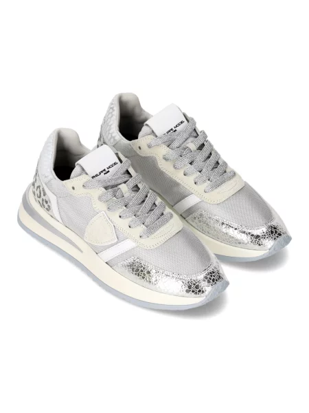 Philippe Model Buty Kobieta 37 EU Skóra Canvas Low Sneakers w kolorze srebrnym szary