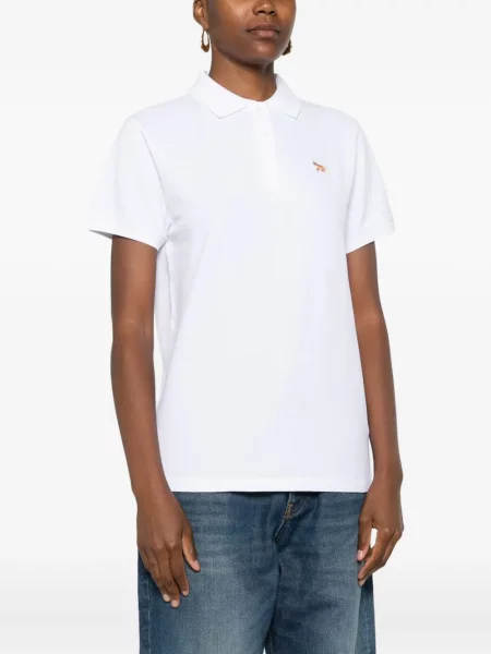 Polo Maison Kitsune cu broderie alb