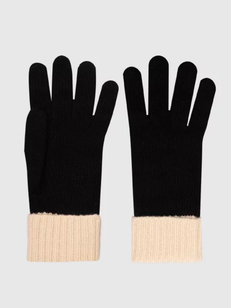 Рукавички з вовни з вишивкою монограми логотипа Valentino чорні