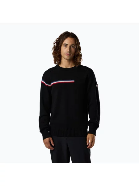 Pulover pentru bărbați Rossignol Odysseus Crew Merino black negru