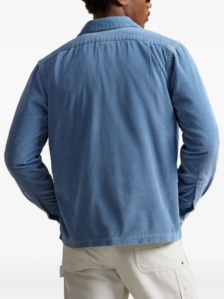 Dlouhá pruhovaná s límcem kšiltovka Polo Ralph Lauren modrá