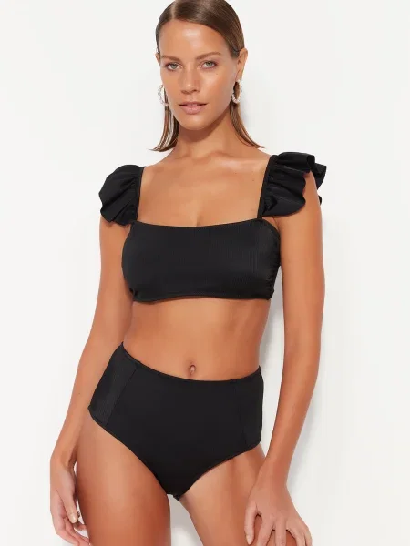 Bikini Trendyol z falbankami czarne