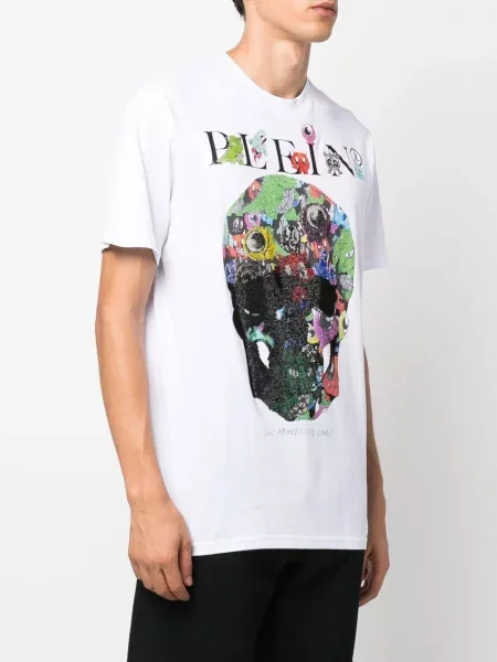 Tricou Philipp Plein cu imagine alb