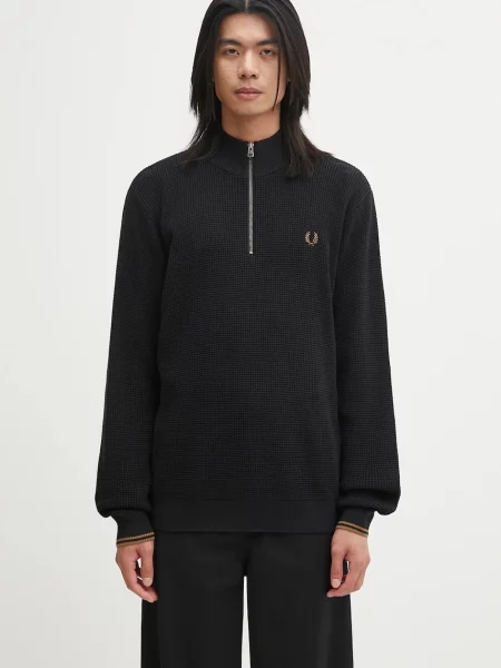 Fred Perry Sweter Typu Troyer schwarz czarny