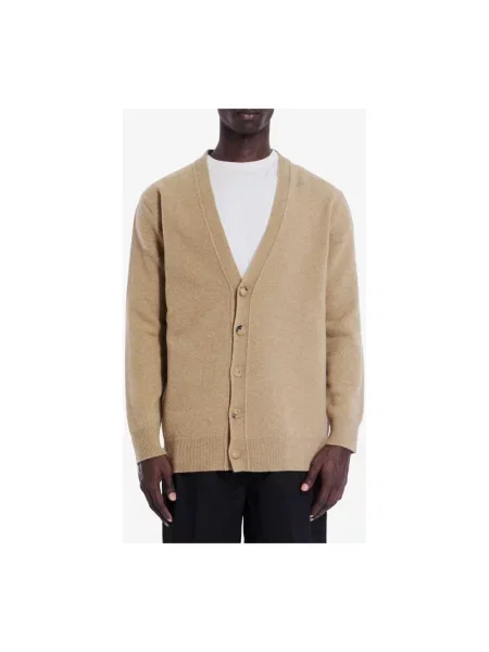 Kardigan Maison Margiela z dekoltem w serek brązowy