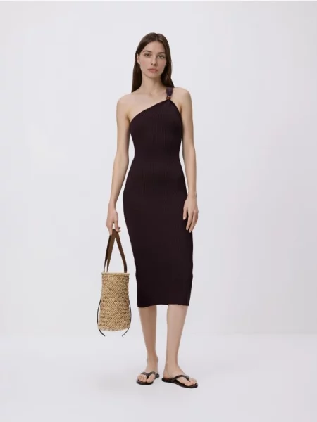 Reserved Rochie midi cu detaliu decorativ maro-închis maro