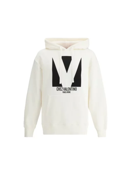 Lniana bluza z kapturem Valentino Garavani biała