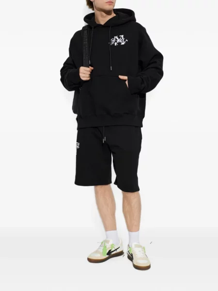 Hanorac cu glugă Off-white cu imagine cu cordon alb