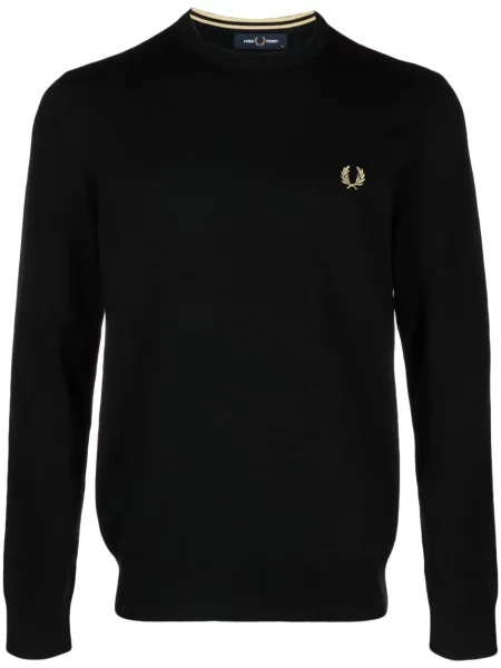 Pulover Fred Perry cu broderie cu decolteu rotund negru
