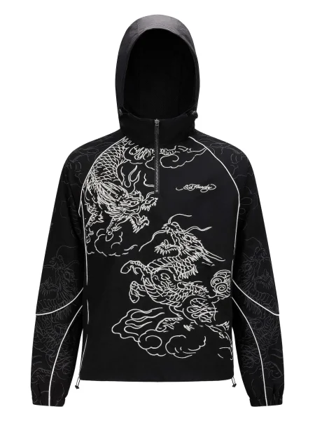 Ed Hardy Prijelazna jakna Battle Dragon crna bijela