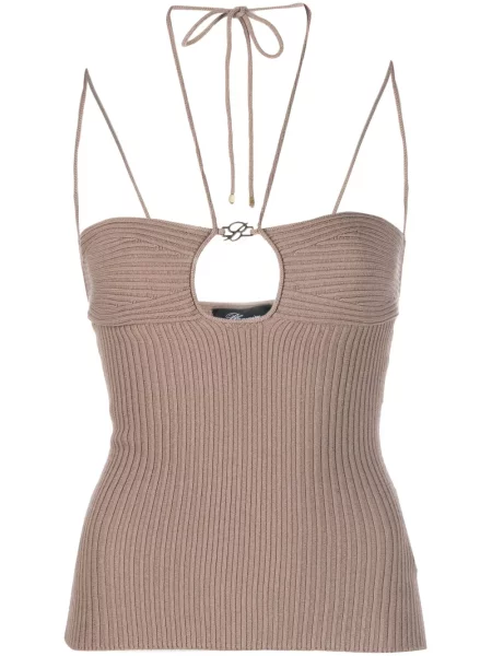 Top Blumarine tricotate cu gât halter maro