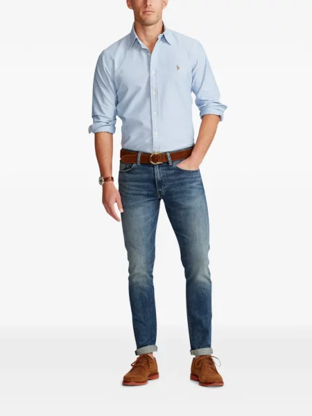Tricou polo Polo Ralph Lauren cu glugă cu blană cu broderie roșu