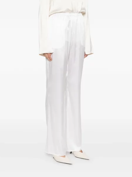 Pantaloni Purotatto din satin alb
