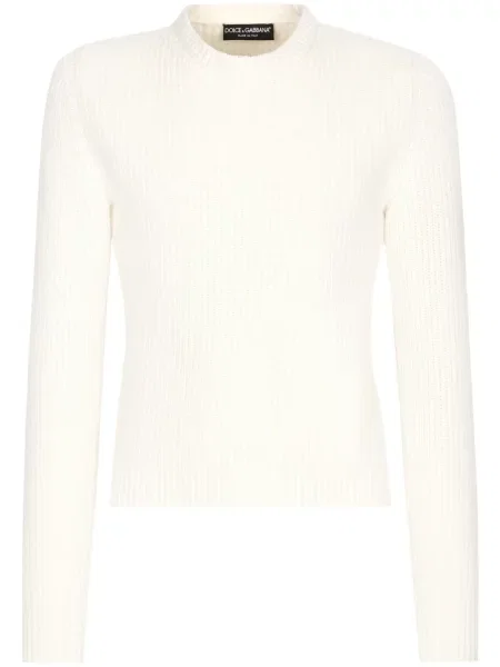 Pulover Dolce & Gabbana cu decolteu rotund alb