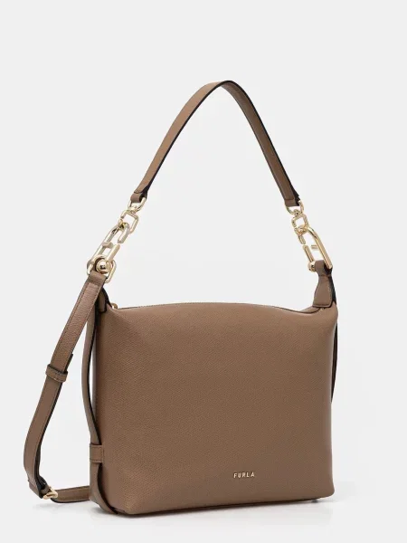 Шкіряна сумочка Furla Tonie Mini Hobo коричневий