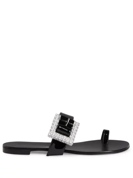 Sandale Giuseppe Zanotti cu cataramă de cristal negru