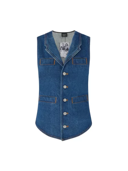 Pinko kamizelka jeansowa REIMAGINE by Patrick Mcdowell jednorzędowa niebieski
