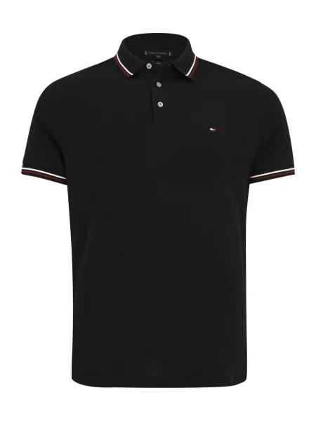 TOMMY HILFIGER Tricou roșu carmin / negru alb