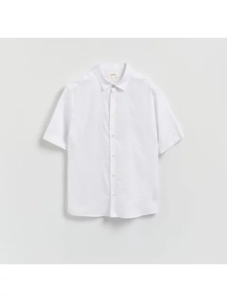 Reserved Slim fit lněná košile bílá