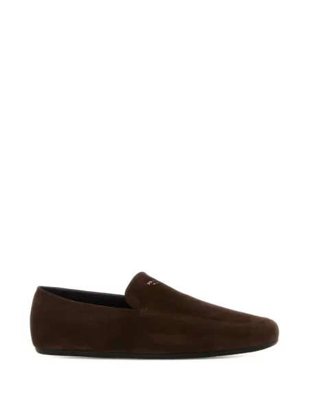 Pantofi loafer Prada din piele de căprioară maro