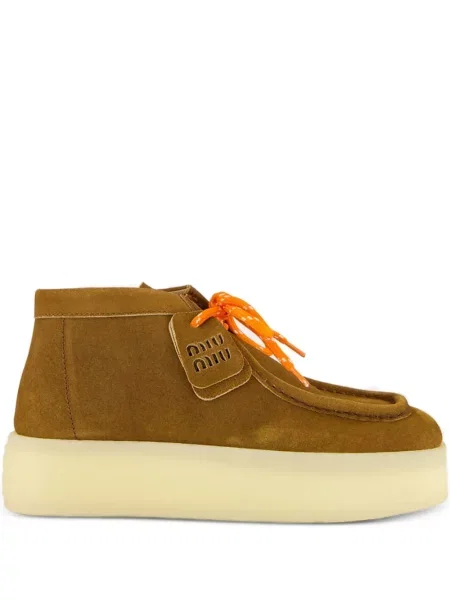 Sneakerși Miu Miu cu platformă maro