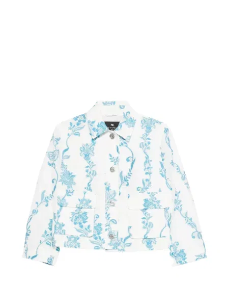 Geacă Etro cu broderie cu model floral alb