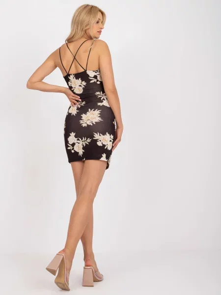 Rochie mini Fashionhunters cu model floral de costum negru