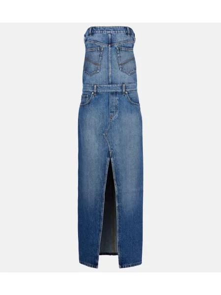 Maksi sukienka jeansowa Stella Mccartney garniturowa niebieska