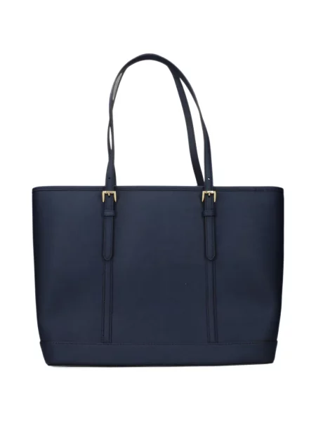 Geantă shopper Michael Kors din piele cu autograf albastru