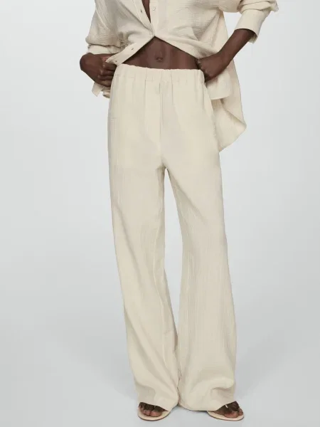 MANGO Pantaloni GAUZA pastel roz