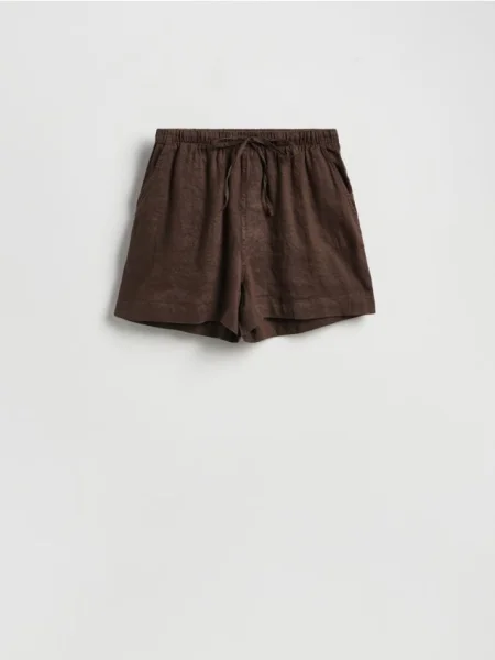 Reserved Pantaloni scurți de in maro-închis maro