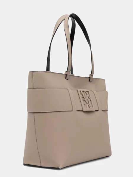 Geantă shopper Eax din piele bej